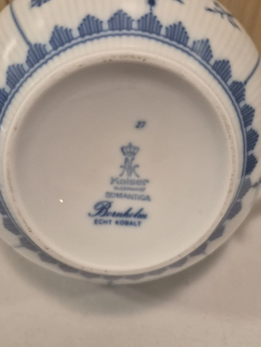 Vintage Kaiser Romantica Bornholm Blue & White  Design Porcelain Tea Pot W/Lid